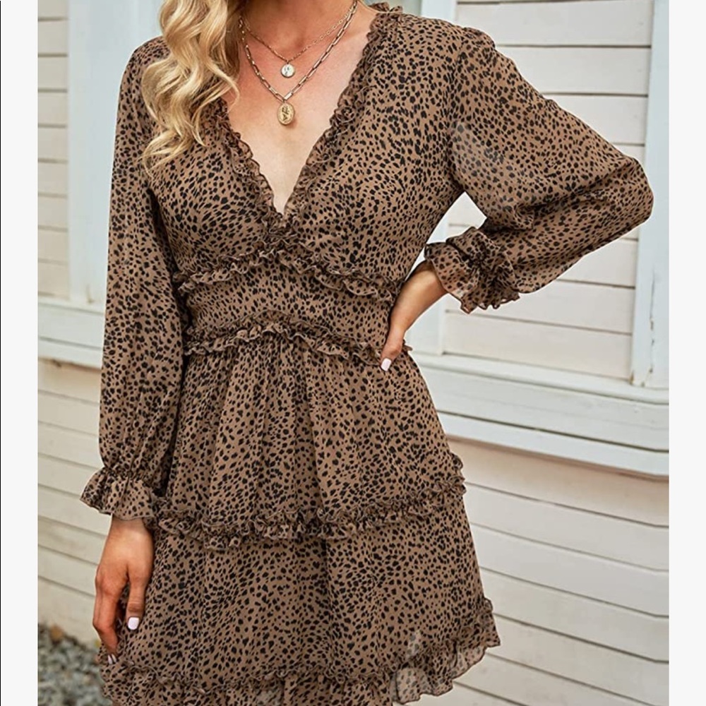 Long Sleeve Leopard Dress